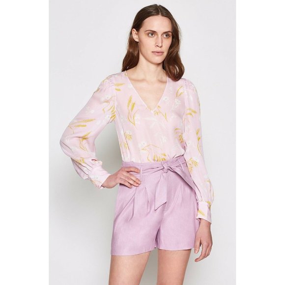 Joie Tops - Joie Yadra Floral Silk Blouse Top in Lavender Rose